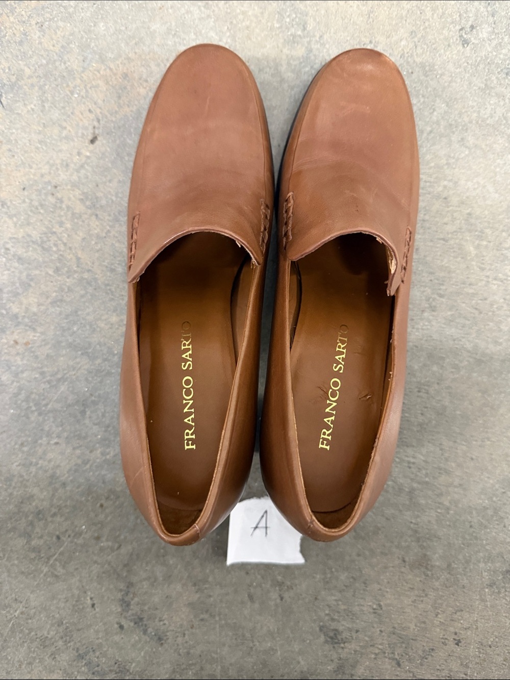 Franco Sarto Vintage Brown Leather Slip-On Loafers - Picture 3 of 6